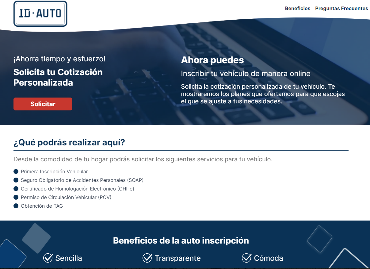 PLATAFORMA PARA REALIZAR LA INSCRIPCIÓN DE VEHICULOS EN LINEA